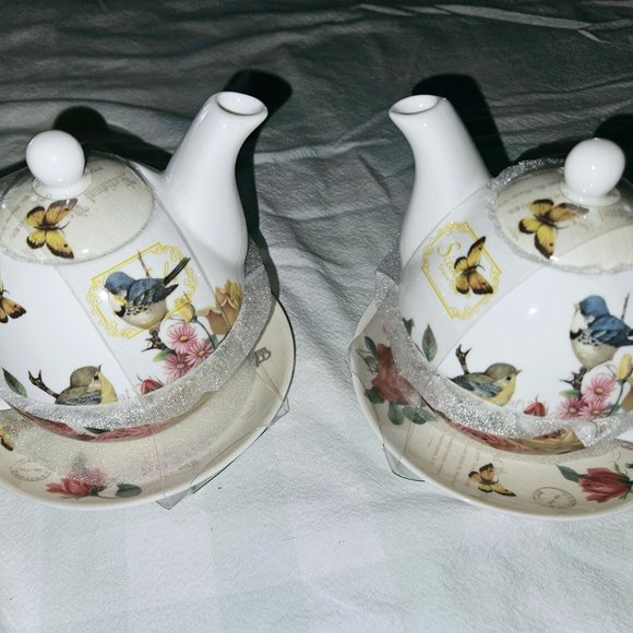 2 STECHCOL GRACIE BONE CHINA STACKED TEAPOT CUP & SAUCER Royal London Theme New - Picture 5 of 16